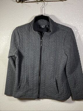 Onque Woman Charcoal Quilted Zip-Front Jacket